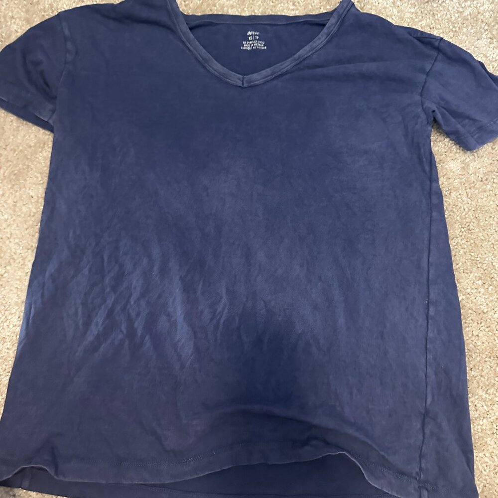 Aerie Navy V-Neck Lounge Top XS Fits Small